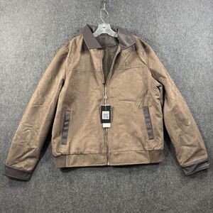 F-Collection Jacket Men’s Large Brown Suede Leather Full Zip M17122:PR830